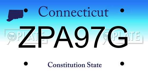 ZPA97G Connecticut License Plate
