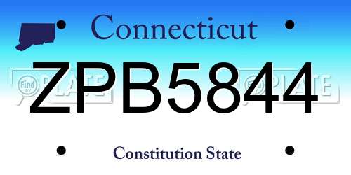 ZPB5844 Connecticut License Plate