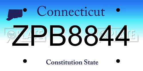 ZPB8844 Connecticut License Plate