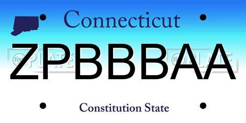 ZPBBBAA Connecticut License Plate