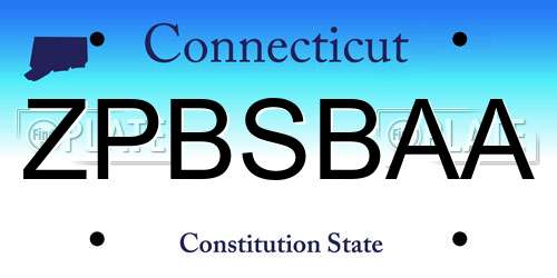 ZPBSBAA Connecticut License Plate