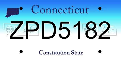 ZPD5182 Connecticut License Plate