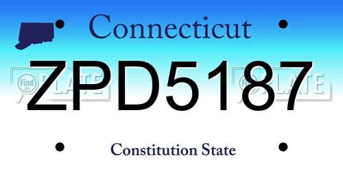 ZPD5187 Connecticut License Plate