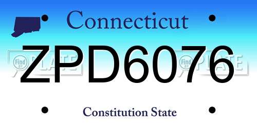 ZPD6076 Connecticut License Plate