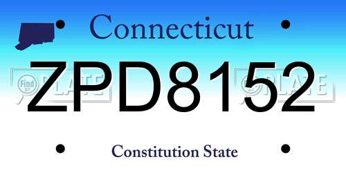 ZPD8152 Connecticut License Plate