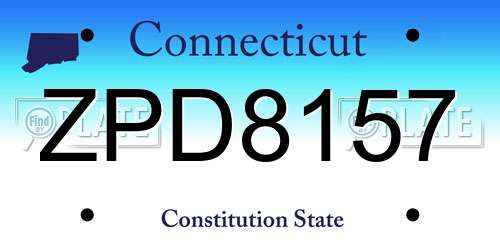 ZPD8157 Connecticut License Plate