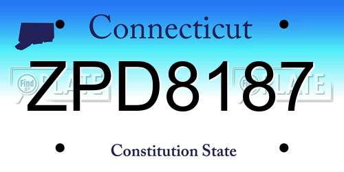 ZPD8187 Connecticut License Plate