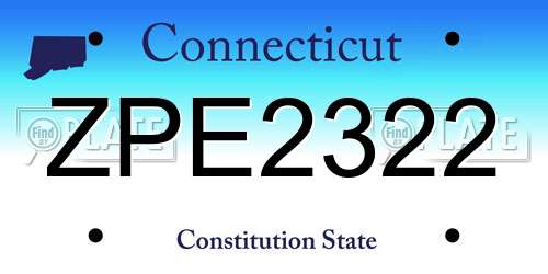 ZPE2322 Connecticut License Plate