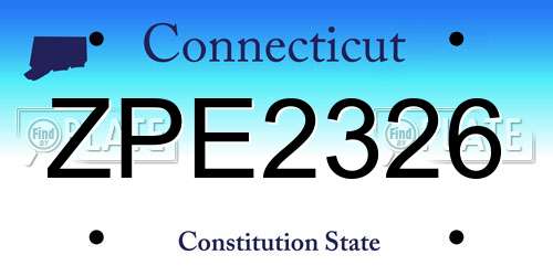 ZPE2326 Connecticut License Plate