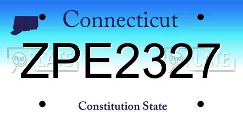 ZPE2327 Connecticut License Plate