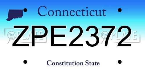 ZPE2372 Connecticut License Plate