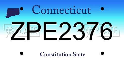 ZPE2376 Connecticut License Plate