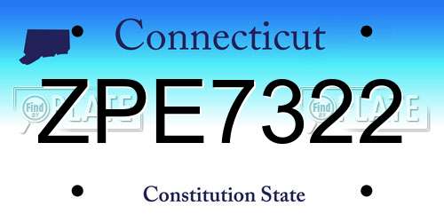 ZPE7322 Connecticut License Plate