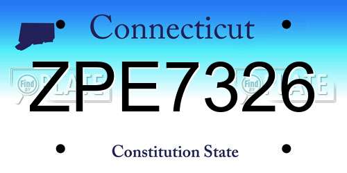 ZPE7326 Connecticut License Plate