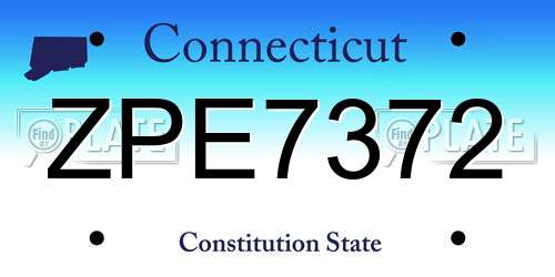 ZPE7372 Connecticut License Plate