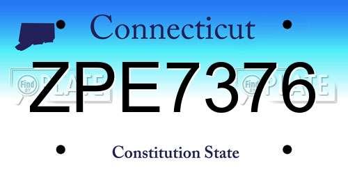 ZPE7376 Connecticut License Plate