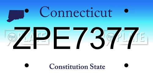 ZPE7377 Connecticut License Plate