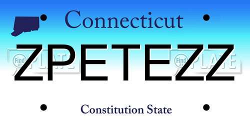 ZPETEZZ Connecticut License Plate