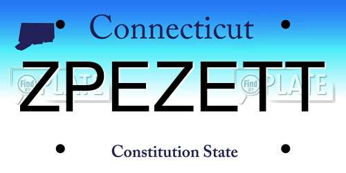 ZPEZETT Connecticut License Plate