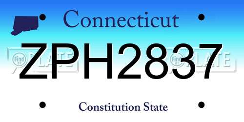 ZPH2837 Connecticut License Plate
