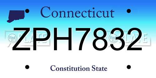 ZPH7832 Connecticut License Plate