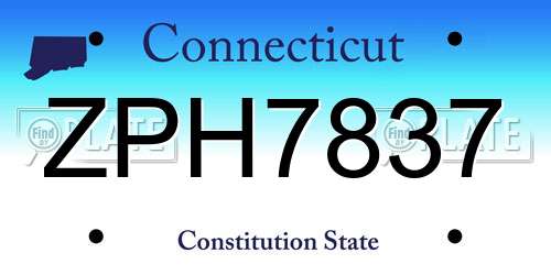 ZPH7837 Connecticut License Plate