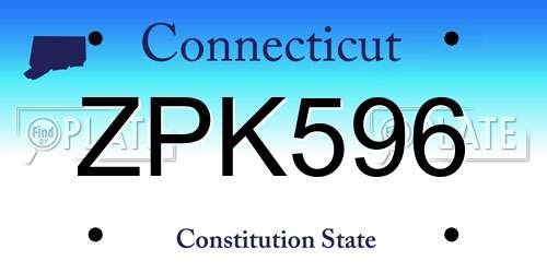 ZPK596 Connecticut License Plate
