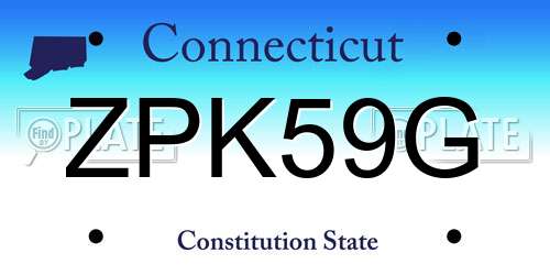 ZPK59G Connecticut License Plate