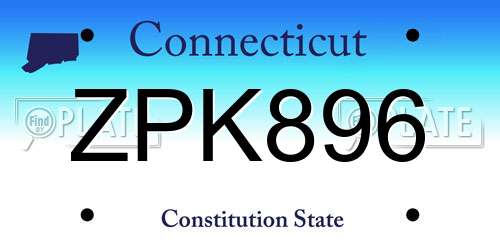 ZPK896 Connecticut License Plate