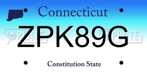 ZPK89G Connecticut License Plate