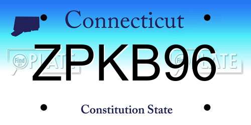 ZPKB96 Connecticut License Plate