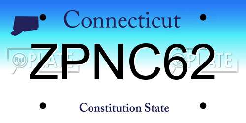 ZPNC62 Connecticut License Plate