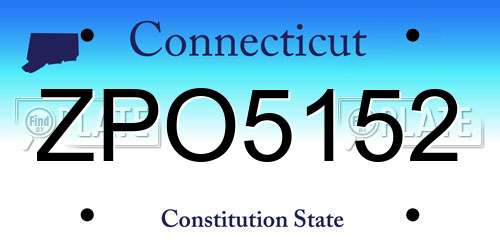 ZPO5152 Connecticut License Plate