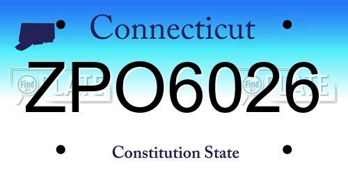 ZPO6026 Connecticut License Plate
