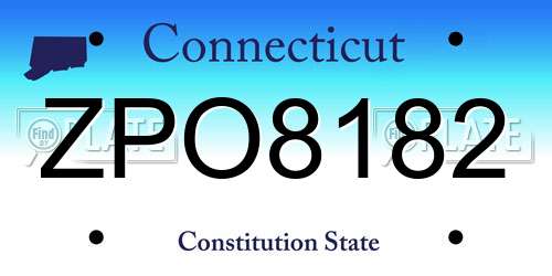 ZPO8182 Connecticut License Plate