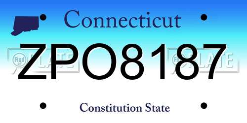 ZPO8187 Connecticut License Plate