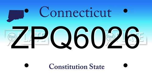 ZPQ6026 Connecticut License Plate