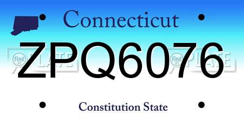 ZPQ6076 Connecticut License Plate