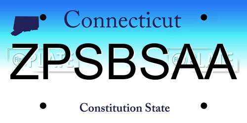 ZPSBSAA Connecticut License Plate
