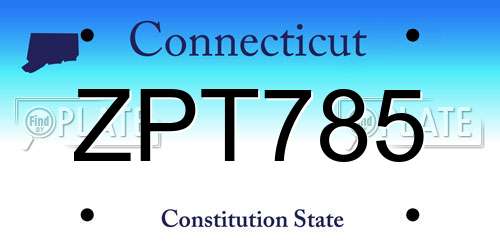 ZPT785 Connecticut License Plate