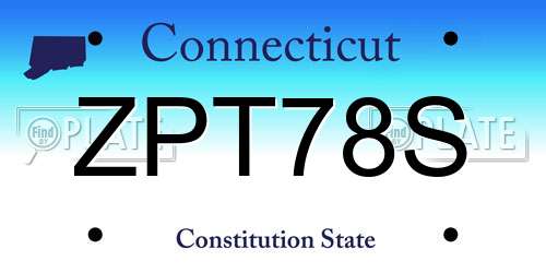 ZPT78S Connecticut License Plate