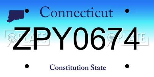 ZPY0674 Connecticut License Plate