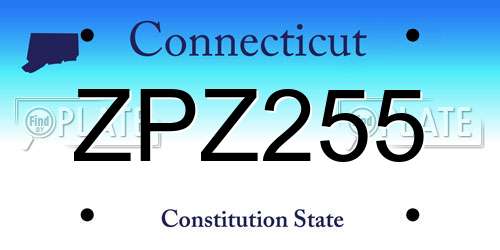 ZPZ255 Connecticut License Plate