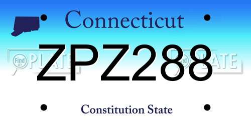ZPZ288 Connecticut License Plate
