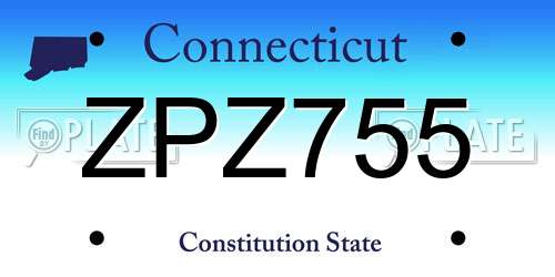 ZPZ755 Connecticut License Plate