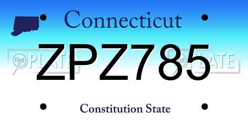ZPZ785 Connecticut License Plate