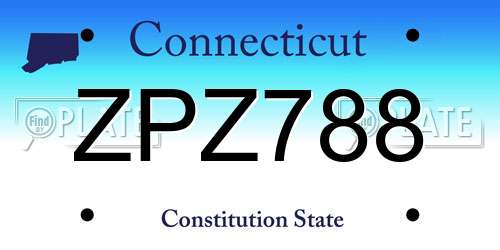 ZPZ788 Connecticut License Plate
