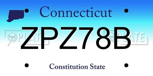 ZPZ78B Connecticut License Plate