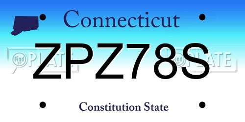 ZPZ78S Connecticut License Plate