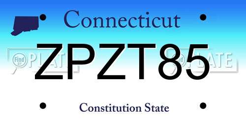 ZPZT85 Connecticut License Plate
